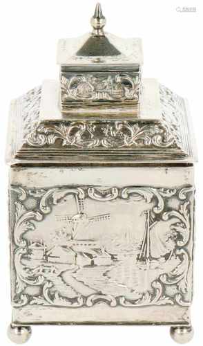 Silver tea caddy.