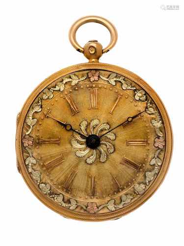 Pocket watch gold, verge escapement - Men's pocket watch - Manual winding - Ca. 1800.