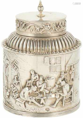 Silver tea caddy.