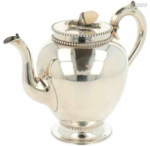 Small silver coffee pot.