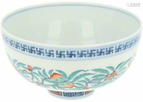 A porcelain 'Doucai' bowl, marked Yongzheng. China, 20th century.