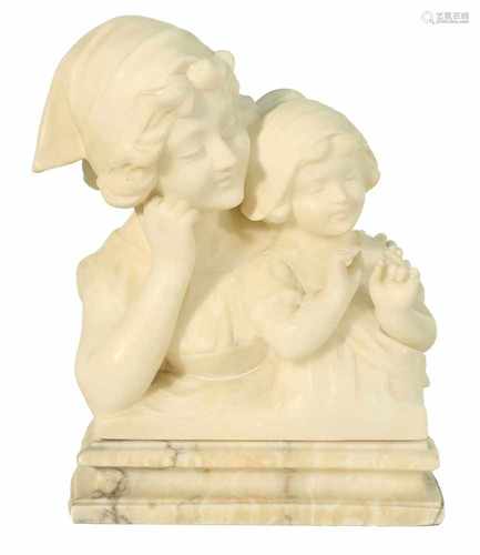 A marble statue of (2) sister. Italiy, 19th/20th century.