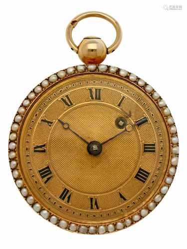 Pocket watch gold, verge escapement 'Perret Freres' - Ladies pocket watch - Manual winding - Ca.