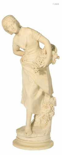 Attributed to Mathurin Moreau (Dijon 1822 - 1912 Paris). A white marble sculpture of an Italian girl