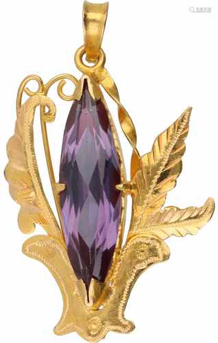 Pendant/brooch yellow gold, purple sapphire - 20 ct.