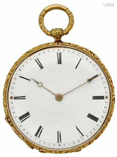 Pocket watch gold, cylinder escapement 'Baschelii, Bruxelles' - Ladies pocket watch - Manual winding