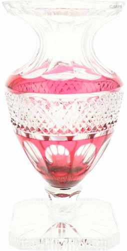 A crystal cut vase. Val Saint Lambert, mid 20th century.