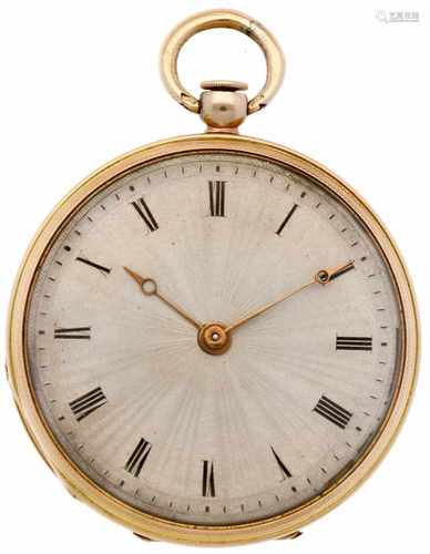 Pocket watch gold, cylinder escapement - Men's pocket watch - Manual winding - Ca. 1870.