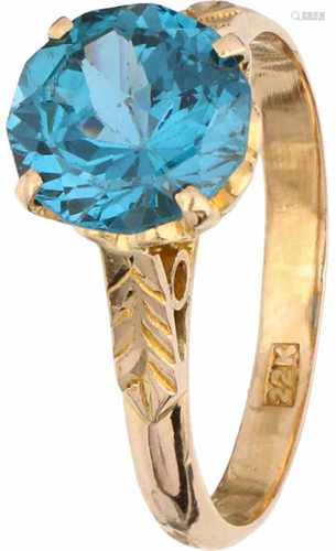 Solitary ring yellow gold, topaz - 22 ct.