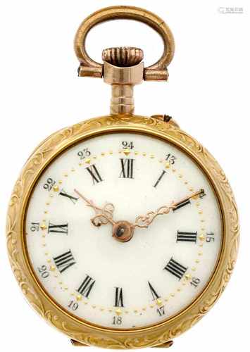 Pocket watch gold, cylinder escapement - Ladies pocket watch - Manual winding - Ca. 1900.