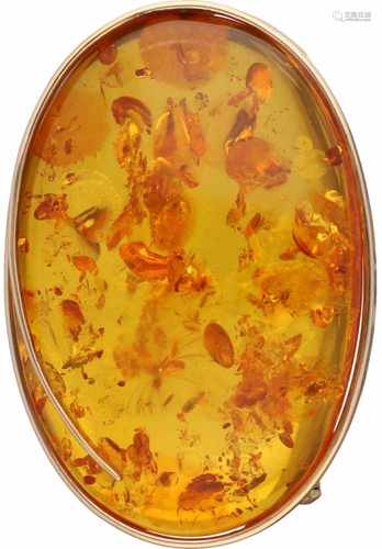 Pendant/brooch yellow gold, amber - 18 ct.