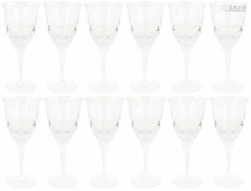 A set of (12) Lalique wineglasses model 