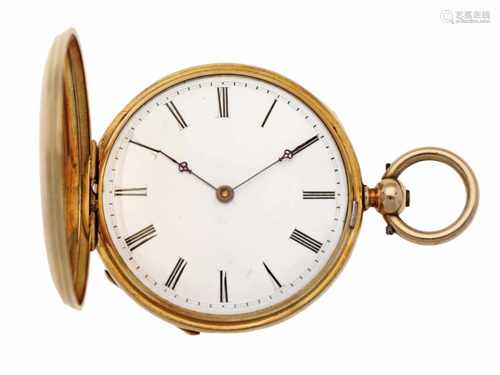 Pocket watch gold, Savonette cylinder escapement - Unisex pocket watch - Manual winding - Ca. 1875.