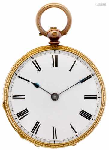 Pocket watch gold, English anchor escapement - Unisex pocket watch - Manual winding - Ca. 1880.