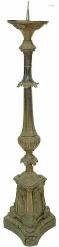 A large latin copper church candlestick holder. Late 19th century.