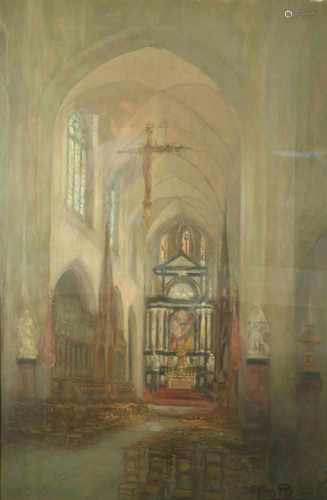 Karel de Posson (Antwerp 1889 - 1960), The interior of Our Dear Lady Cathedral in Antwerp.