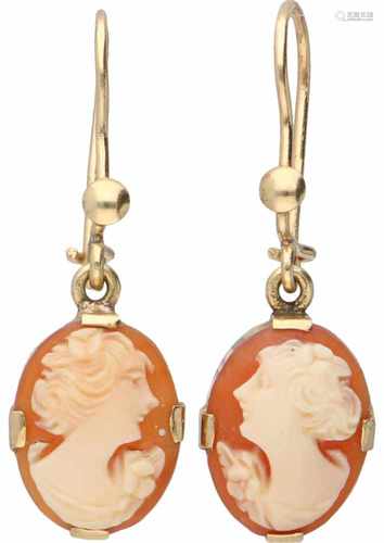 Cameo earrings yellow gold, agate - 14 ct.