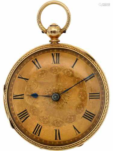 Pocket watch gold, English verge anchor escapement - Men's pocket watch - Manual winding - Ca.