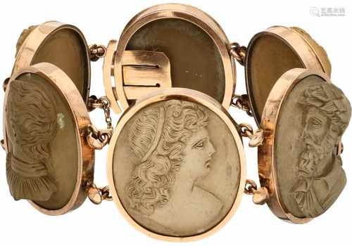 Cameo bracelet rosé gold, lavastone - 14 ct.