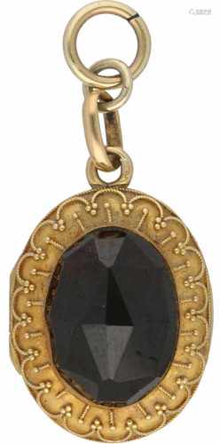 Medaillon pendant yellow gold, granate - 14 ct.