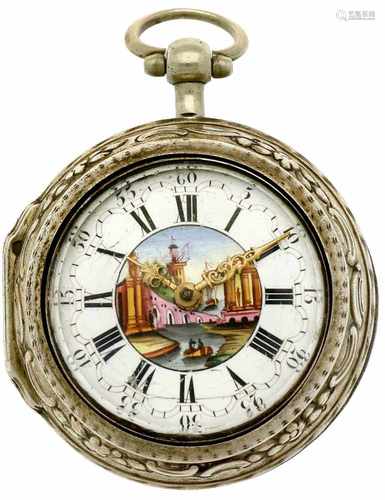 Pocket watch silver, verge escapement - Men's pocket watch - Manual winding - Ca. 1750.