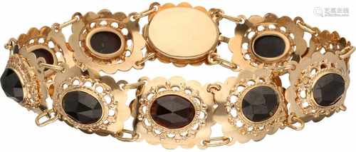 Bracelet yellow gold, granate - 14 ct.