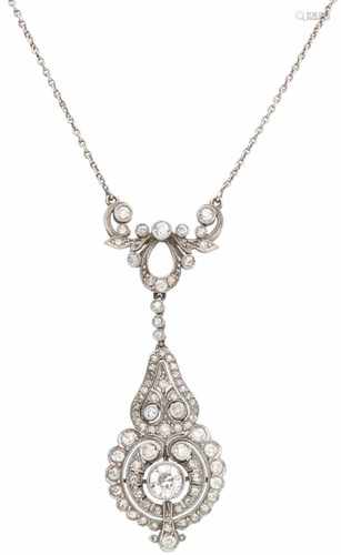 Necklace platina, ca. 1.07 carat diamond - BLA Pt 800.