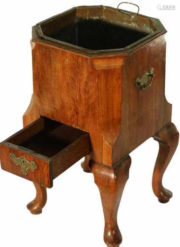 A 19th century foot warmer with lining and drawer.