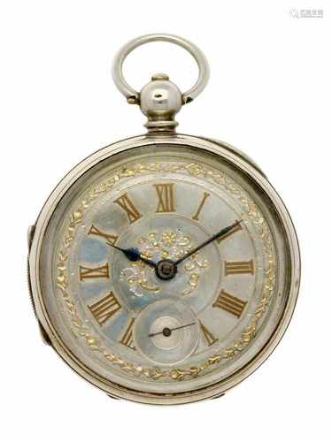 Pocket watch silver, Swiss anchor escapement - Men's pocket watch - Manual winding - Ca. 1880.