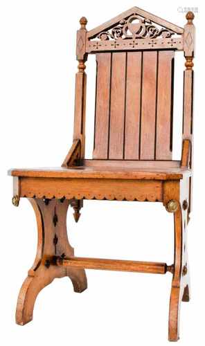 An oak neo-gothic seat. 19th century.