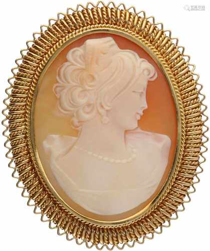 Cameo pendant yellow gold, shell - 18 ct.