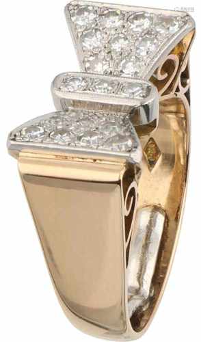 Tank ring yellow gold, ca. 0.42 carat diamond - 18 ct.