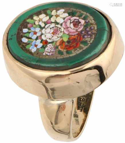 Signet ring rosé gold, micro mosaic - 18 ct.