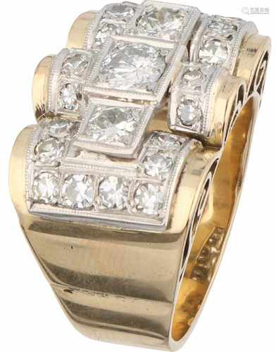 Tank ring yellow gold, ca. 1.17 carat diamond - 18 ct.