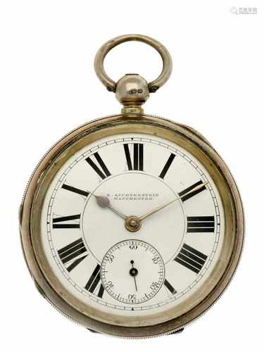 Pocket watch silver, anchor escapement 'S. Lichtenstein, Manchester' - Men's pocket watch - Manual