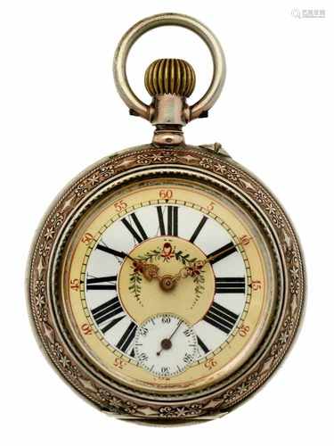 Pocket watch silver, cylinder escapement - Men's pocket watch - Manual winding - Ca. 1900.