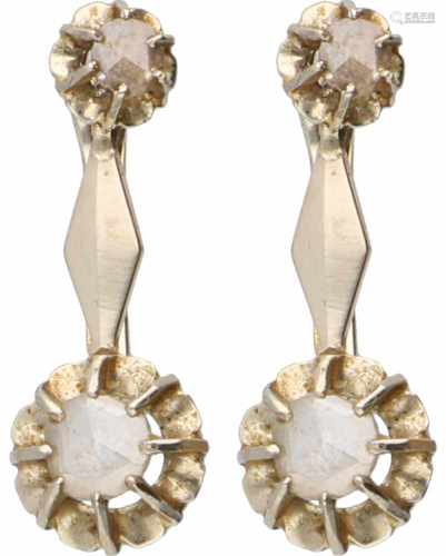 Earrings bicolour gold, diamond - 14 ct.