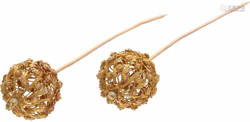 Zeeuwse' hatpins yellow gold - 14 ct.