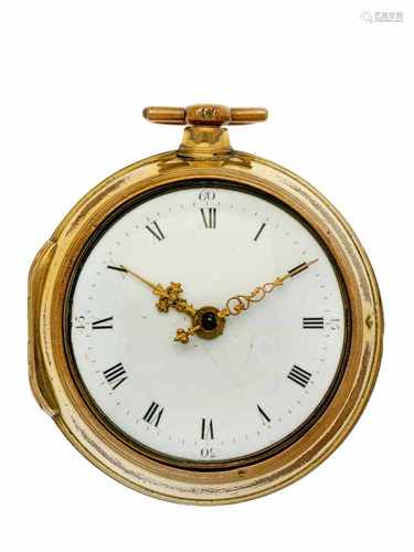 Pocket watch gold plated, verge escapement 'Leslie, London' - Men's pocket watch - Manual