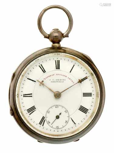 Pocket watch silver, anchor escapement 'J.G. Graves, Sheffield' - Men's pocket watch - Manual