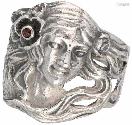 Art Nouveau silver ring silver, granate - 925/1000.