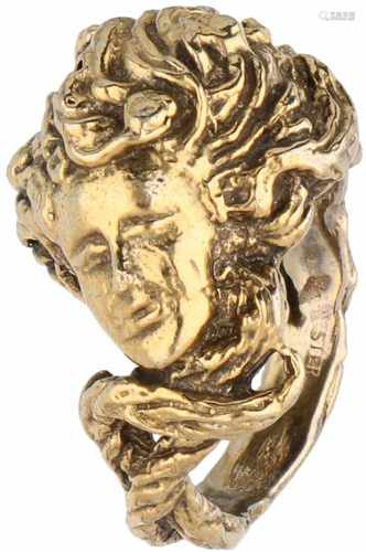 Art Nouveau gilt silver Medusa ring.