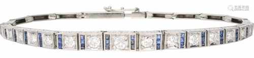 Bracelet white gold, ca. 0.91 carat diamond and sapphire - 18 ct.