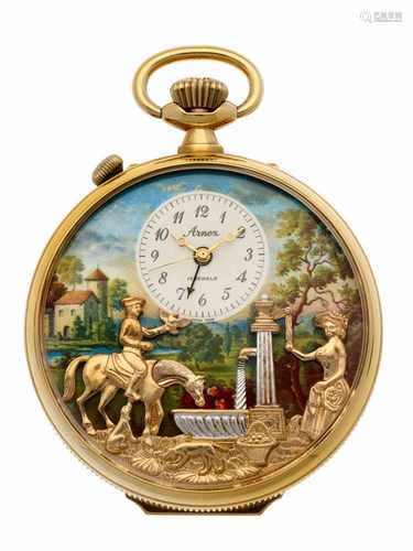 Pocket watch gold plated, Arnex Swiss Automaton - Men's pocket watch - Manual winding - Ca. 1980.