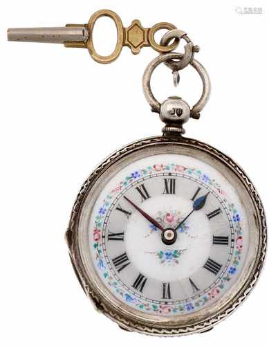 Pocket watch silver - Ladies pocket watch - Manual winding - Ca. 1850.