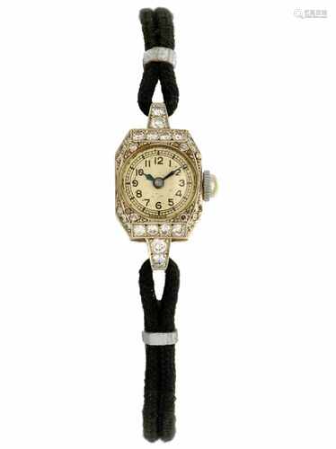 Art Deco white gold / platinum - Ca. 0.42 carat diamond - Ladies watch - Manual winding - Ca. 1920.