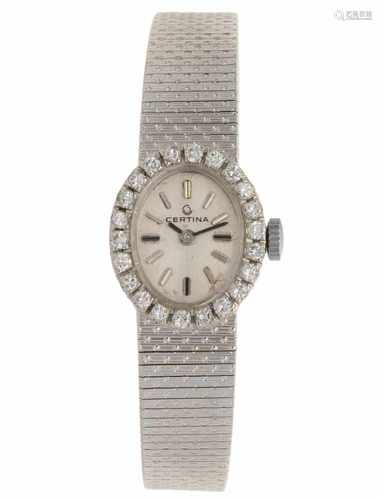 Certina vintage white gold - Ca. 0.44 carat diamond - Ladies watch - Manual winding - Ca. 1960.