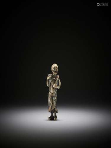 A RARE SAISHIKI NETSUKE OF AN IMMORTAL WITH HOSSU …