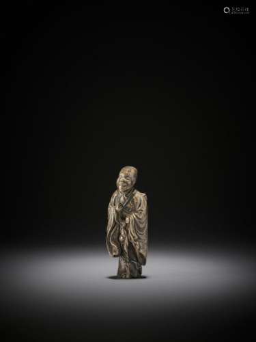 A GOOD SAISHIKI NETSUKE OF A SCHOLAR Unsigned Japa…