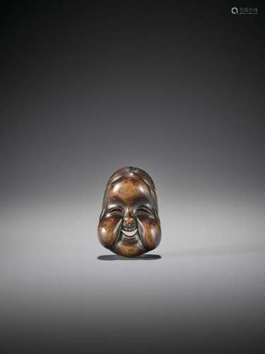 KANO TESSAI: A WOOD MASK NETSUKE OF OTO By Kano Te…